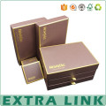 Alta calidad al por mayor logotipo personalizado textura lujo cartulina chocolate oscuro embalaje 3 capas cajas del cajón con divisores de papel